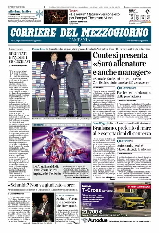 Prima-pagina-corriere del mezzogiorno-del-2024-06-27